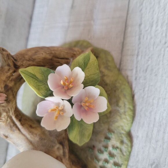 1990 Andrea By Sadek Double White Doves Figurine On Branch With Flowers Porcelai - Picture 6 of 7